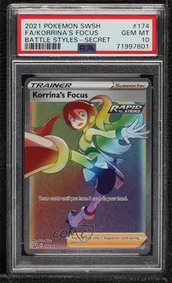 Secret - Korrina's Focus Pokemon Sword & Shield Battle Styles PSA 10 GEM MT - Image 1