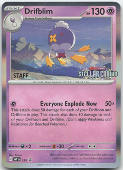Drifblim SVP 135 STAFF Pre Release Promo Stellar Crown Pokemon Card NM - Image 1