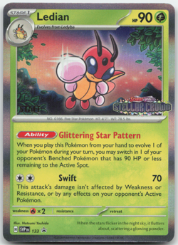 Ledian SVP 133 STAFF Pre Release Promo Stellar Crown Pokemon Card NM - Image 1