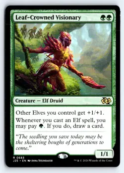Leaf-Crowned Visionary 683 Rare Foundations Jumpstart Magic: The Gathering NM - Image 1