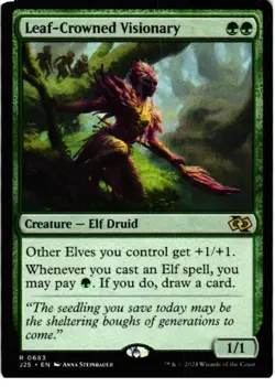 Leaf-Crowned Visionary 683 Rare Foundations Jumpstart Magic: The Gathering NM - Image 1