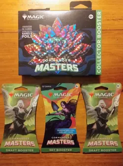 MTG Commander Masters Collector Booster Omega 15 Card Pack + 1 Set & 2 Draft LOT - Image 1