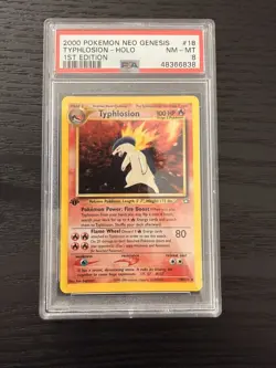 TYPHLOSION 2000 Pokemon Neo Genesis 1st Edition Holo PSA 8 NM - Image 1
