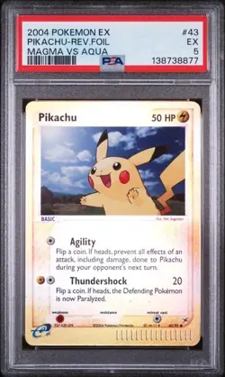 PSA 5 2004 POKEMON EX TEAM MAGMA VS TEAM AQUA #43 PIKACHU-REV.FOIL - Image 1