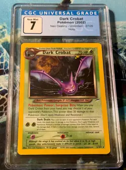 2002 Pokemon Neo Destiny Unlimited DARK CROBAT 2/105 Holo Card Swirl 🌀CGC 7 NM - Image 3
