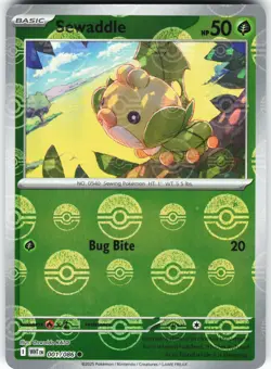 Sewaddle (Poke Ball Pattern) 001/086 Pokemon SV: White Flare Holo Common NM - Image 1