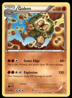 2014 Pokemon XY Flashfire Golem English #47 Rare - Image 1