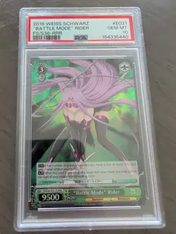 Weiss Schwarz Fate/Stay Night "Battle Mode Rider" FS/S36-RRR, English PSA 10 - Image 1