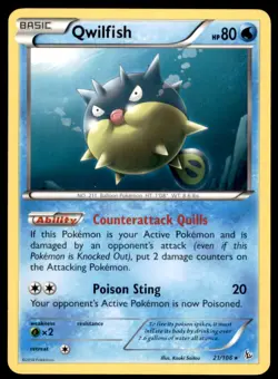 2014 Pokemon XY Flashfire Qwilfish Rare English #21 - Image 1