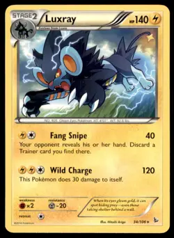 2014 Pokemon XY Flashfire Luxray English #34 Rare - Image 1