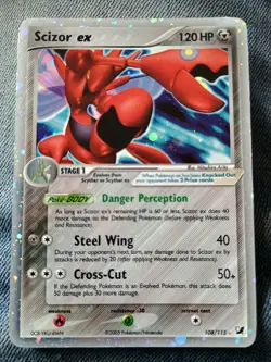 Pokemon TCG Scizor EX 108/115 EX Unseen Forces 2005 Ultra Rare Holo Card - Image 1