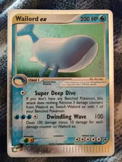 Pokemon TCG Wailord EX Sandstorm Holo Rare Card 100/100 LP Condition - Image 1
