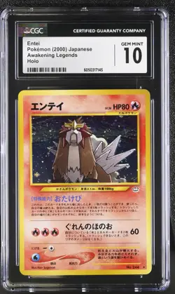 CGC 10 GEM MINT Entei Japanese Neo Revelation 244 Holo Pokemon Card - Image 1
