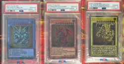PSA10 Yu-Gi-Oh God Cards Slifer Obelisk Ra Stainless Steel Set 3 Sequential - Image 1