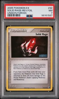Pokemon Card Reverse Holo Solid Rage 92/115 PSA 7 NM ex Unseen Forces - Image 3