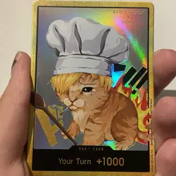 Vinsmoke Sanji Textured Holo Gold Frame Silly Cat Meme Custom DON !! Art Card - Image 2