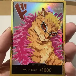 Donquixote Doflamingo Textured Holo Gold Frame Silly Cat Meme DON !! Art Card - Image 1