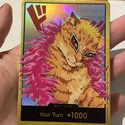 Donquixote Doflamingo Textured Holo Gold Frame Silly Cat Meme DON !! Art Card - Image 2