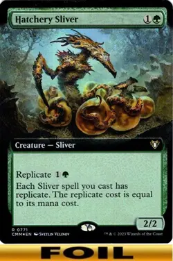 1x - Hatchery Sliver - FOIL EXTENDED ART #771 - Commander Masters - NM MTG - Image 1