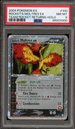 Pokemon Rocket's Moltres ex EX Team Rocket Returns Ultra Rare #100 PSA 8 - Image 1