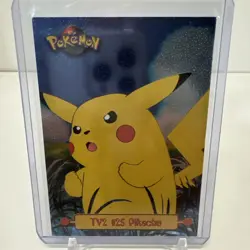 1999 Pokemon TV Animation Series 1 TV2 25 Pikachu Black Logo Foil - Image 1