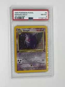 1999 Pokemon Fossil Gengar Holo 1st Edition 5/62 PSA 8 NM-MINT FRESH GRADE - Image 1