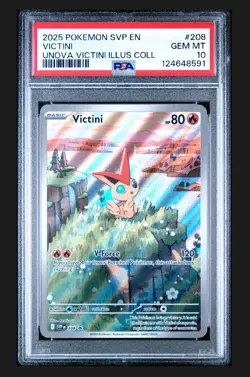 2025 Pokemon SVP EN-SV Black Star Promo 208 Victini Illustration Rare PSA 10 - Image 1