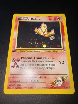 Pokemon TCG Blaine's Moltres 1/132 Gym Heroes Holo 1st Edition - Image 1