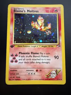 Pokemon TCG Blaine's Moltres 1/132 Gym Heroes Holo 1st Edition - Image 2