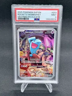 Team Rocket's Wobbuffet 203 Sv: Scarlet & Violet Promo Cards Holo PSA 9 - Image 1