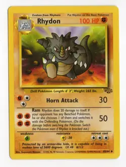 Rhydon 45/64 Jungle Pokemon Card NM - LP WotC - Image 1