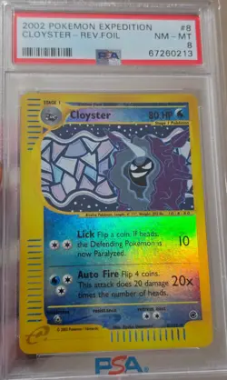 Pokemon PSA 8 MINT 2002 Cloyster Expedition Reverse Holo Rare Card - Image 1