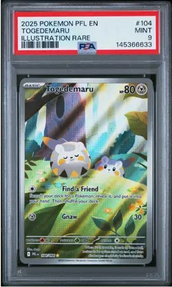 TOGEDEMARU 2025 POKEMON PHANTASMAL FLAMES ILLUSTRATION RARE #104/094 PSA 9 Q0465 - Image 1