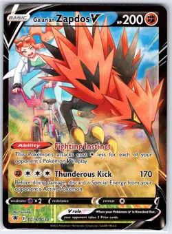 Galarian Zapdos V TG19/TG30 Holo Astral Radiance Trainer Gallery Pokemon Holo NM - Image 1