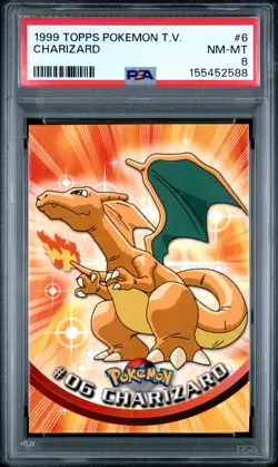 1999 TOPPS POKEMON TV #6 CHARIZARD PSA 8 - Image 1