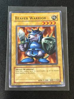 1996 YU-GI-OH Beaver Warrior Beast Trading Card ATK/1200 DEF/1500 SDY-005 - Image 1