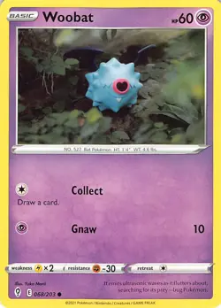 Woobat 068/203 Common Evolving Skies Pokemon Near Mint Yuka Morii - Image 1