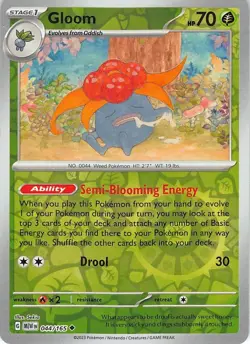 Gloom 044/165 Uncommon 151 Pokemon Reverse Holo Near Mint - Image 1