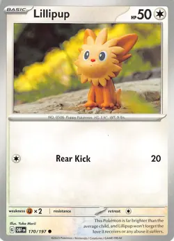 Lillipup 170/197 Common Obsidian Flames Pokemon Near Mint Yuka Morii - Image 1