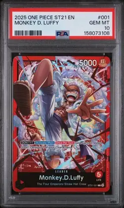 2025 One Piece - ST21-EX Gear 5 Monkey D. Luffy Red Leader #001 PSA 10 GEM MINT - Image 2