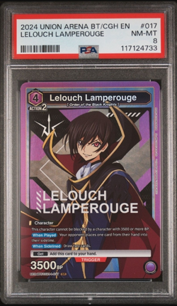 2024 Union Arena: Code Geass - Lelouch Lamperouge (SR) - Foil (PSA 8 NM-MT) - Image 1