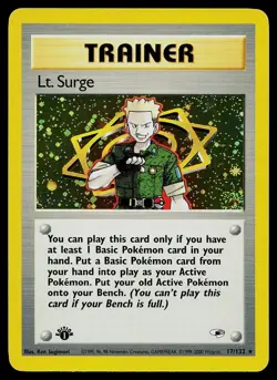 Pokemon Card - Lt. Surge Gym Heroes 17/132 Holo 1st Edition Holo Rare - Image 1