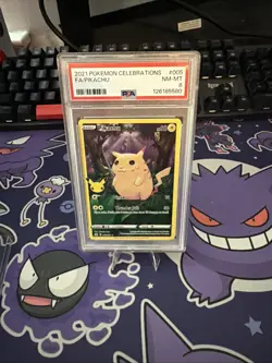 Pikachu Celebrations Full Art Holo Pokemon Card PSA 8 NM-MT 005/025 - Image 1