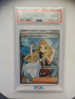 Pokemon Card Lillie's Determination 169/132 Mega Evolution PSA 10 - Image 1