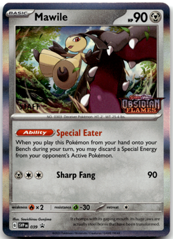 Mawile SVP 039 STAFF Pre Release Promo Obsidian Flames Pokemon Card NM - Image 1