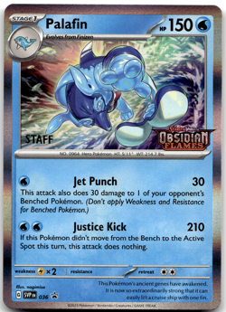 Palafin SVP 036 STAFF Pre Release Promo Obsidian Flames Pokemon Card NM - Image 1