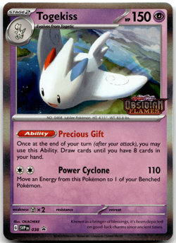 Togekiss SVP 038 STAFF Pre Release Promo Obsidian Flames Pokemon Card NM - Image 1