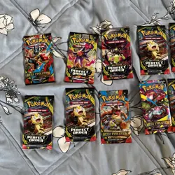 Lot of 20 Booster Pack Pokemon Perfect Order Journey Together Mega Evolution - Image 2