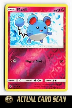 Marill #135/214 Pokemon TCG SM - Lost Thunder Common Revers Holo - Image 1