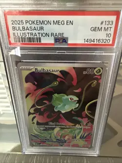 Pokemon TCG Mega Evolution Bulbasaur 133/132 Illustration Rare PSA 10 Gem Mint - Image 1